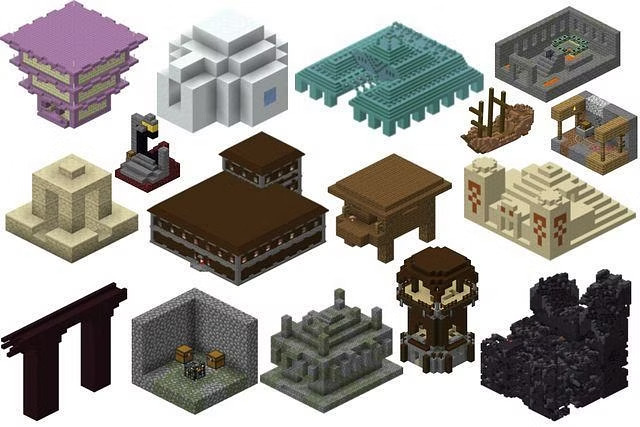 Many default Minecraft in-game structures